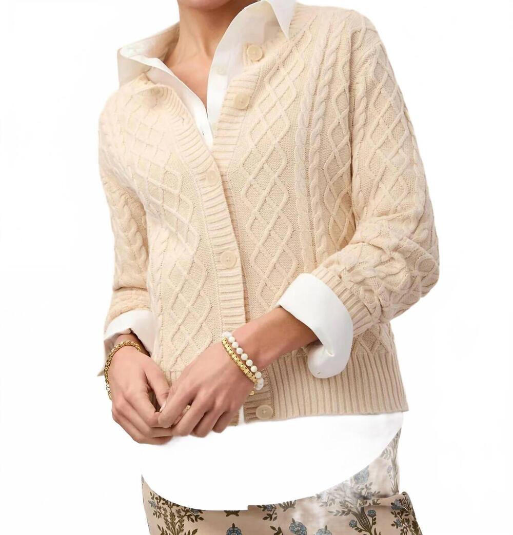 NEW SPARTINA 449 emery button front cardigan in warm beige